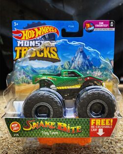 Hot Wheels Monster Trucks 1:64 Scale Vehicle - Snake Bite Vinny Venom