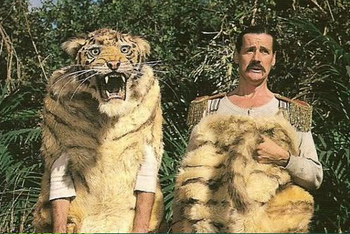 Men in tiger costume