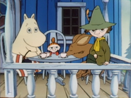 Moominmamma, Sniff, Little My and Snufkin