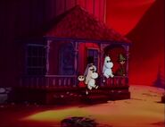 Moomin and his friends waiting for Hobgoblin