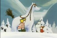 Moomin, Little My, Too-Ticky and Snow Horse