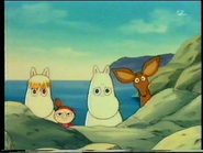 Moomintroll, Sniff, Little My and Snorkmaiden Watching.