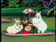 Moomintroll, Little My and Snork Maiden in the Jungle.