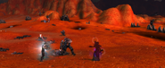 Adventurers fighting soldiers of the Iron Horde.