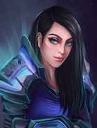 Kara in her previous regal blue armour - Art by Yarahaddad
