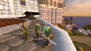 Right to left: Recruit Greentide, Commodore Pembrooke, and Duke Voltaire, preparing the oath of enlistment.