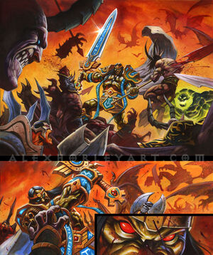 Sargeras battling the Demonic Legions