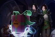The trio definitely not being tricked into opening an explosive present - Art by Mels