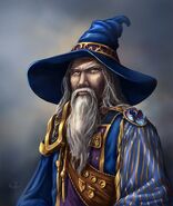 The Archmage dressed with full awards and honors after a lifelong of service, by DayPaintStudio.