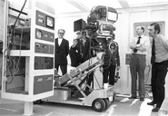 L-R: Reg Hill (in blazer), Lee H. Katzin (with pipe), Frank Watts, and Gerry Anderson.