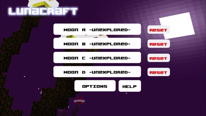 Lunacraft Title Screen.