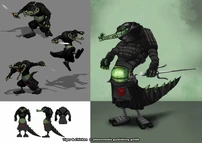 Skizzen und Artwork des Ninja Krokodils