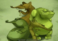 Skizze einer Krokodilfamilie