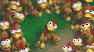 Erschrockene Hühner im Trailer von Moorhuhn Invasion