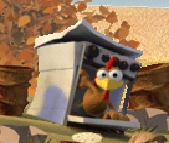 Ofenhuhn mit offener Ofentüre