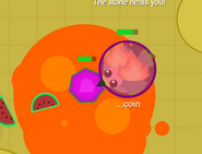 A Vulture using a Healing Stone on a patch of lava.