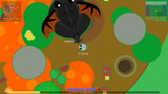 A Mouse near a Black Dragon that's discolored from having low lava