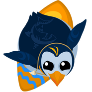 The Surfer Penguin while sliding