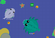 A Sea Monster near a Shark.