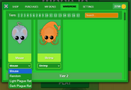 The wardrobe in the Shop for tier 1