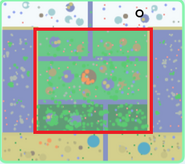 The original location of the Land biome on the minimap (inside the red square) from February 1, 2022 to December 20, 2022