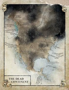 The Dead Continent.jpg (1.18 MB) Map of the Dead Continent, the former North America (from The Illustrated World). Note the various landmarks marked in former U.S. territory, and the irradiated landscape/s.