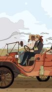 Matthew and Cordelia going for a ride in Matthew's car in a teaser illustration