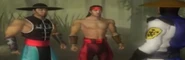 Raiden pergunta se Kung Lao e Liu Kang estão prontos para uma nova etapa.