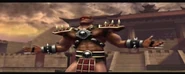 Shao Kahn fica um pouco desfigurado e luta com tudo o que tem