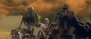 Quan Chi invoca dois esqueletos para lutarem ao seu lado.