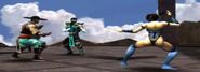 Kitana combate Liu Kang e Kung Lao Obs.: Sub-Zero player