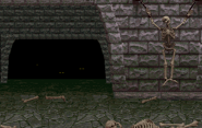 A primeira aparição dos Oni: Olhos sinistros observando ao fundo de Goro's Lair.