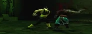 Shang Tsung facilmente luta contra Kung Lao e Liu Kang