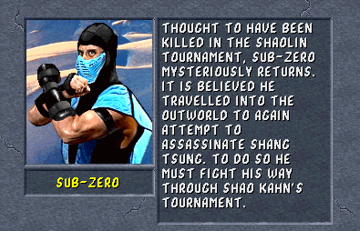 Mortal Kombat 2] Sub-Zero is the only returning character that can