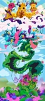 Mazzatack illustrations Beanstalk.png (5.36 MB) A magical beanstalk that sprouted as a special event on the Moshi Monsters world map.- I was responsible for researching, designing and developing the beanstalk and its four distinct areas, the final illustration I created was then used to develop the following missions and set the tone for each installment. This was a very time sensitive project and was created within a working week. Design constraints included its intended adaptation as a 4 screen UI element for navigating the 4 parts of the mission and yet also being required to work as a single, stand-alone image.