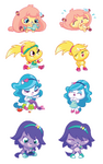 New character pose designs for use in Poppet magazine – based on original character designs by Nana Li and Lea Wade