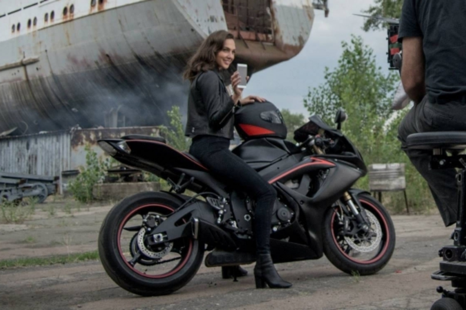 Actress Gal Gadot on riding motorcycle | MotorcycleWomenWorld Wiki | Fandom