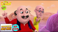 This is a photo with Patlu scared when Motu is pointing his finger