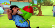 Denture Alien beats up Jon after he finds out he was used