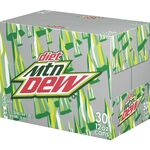 Diet Mountain Dew's contemporary 30-pack design (right).