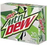 The current Diet Mountain Dew 20-pack design (right).