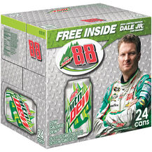 24 pack of Diet Mountain Dew with a free Dale Jr. car magnet.