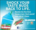 Promotional artwork for Canadian Blue Shock Slurpee, featuring its 2012-2018 logo.