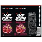 Amp Energy Boosted's Wild Berry Cherry bottle artwork.