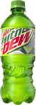 Promotional "wet" render of the current Diet Mountain Dew Sidekick 20 oz. bottle design (version with "Low Calorie DEW" on the top left).