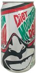 Contemporary promotional Diet Mountain Dew can featuring a smiling man with sunglasses, with each logo inside his sunglass lens.
