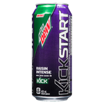 Kickstart (Energizing Midnight Grape)'s Canadian 473 ml (16 oz.) can design with "NEW" label (French side).