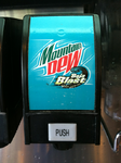 Contemporary Baja Blast fountain label.