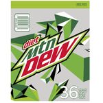 The current Diet Mountain Dew 36-pack design (side).