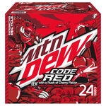 Front angle view of Code Red's cube 24-pack design from 2021 onward.